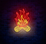 Campfire Neon Sign Custom Bonfire LED Light Cozy Fireplace Wall Art Outdoor Camping Decor for Cabin or Patio