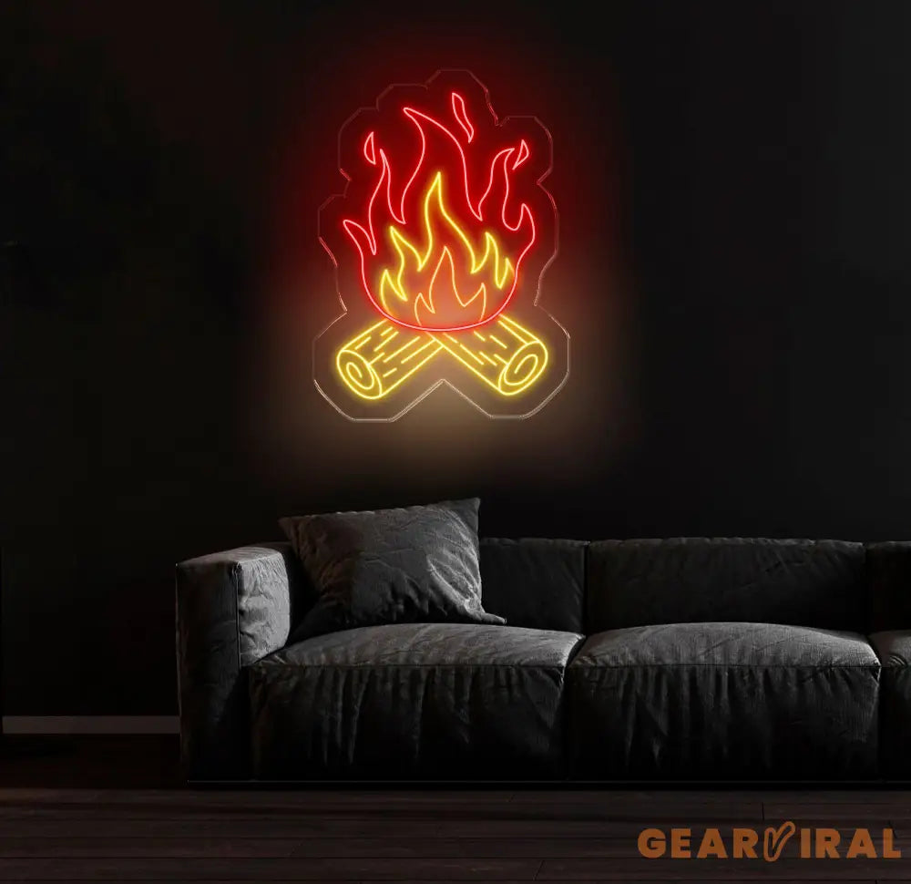 Campfire Neon Sign Custom Bonfire LED Light Cozy Fireplace Wall Art Outdoor Camping Decor for Cabin or Patio