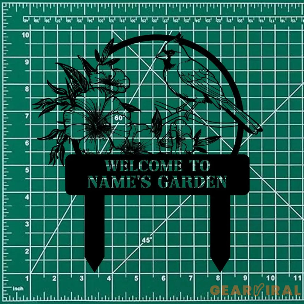 Cardinal Garden Sign Personalized Cardinal Garden Stake Metal Garden Sign Gardener Name Sign Gardener Gift Cardinal