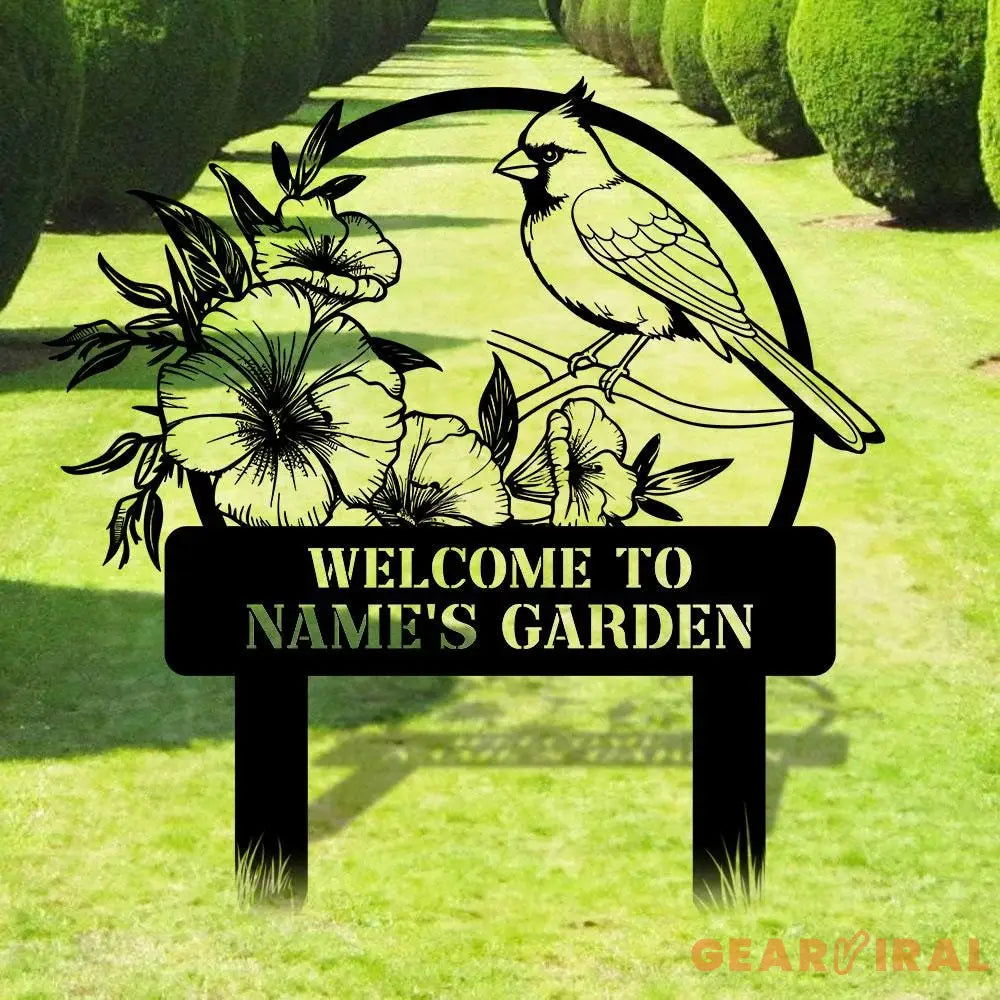 Cardinal Garden Sign Personalized Cardinal Garden Stake Metal Garden Sign Gardener Name Sign Gardener Gift Cardinal