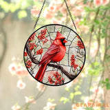 Cardinal Glass Suncatcher Bird Glass Art Cardinal Window Hanging Memorial Suncatcher Cardinal Lover Gift Bird Wall
