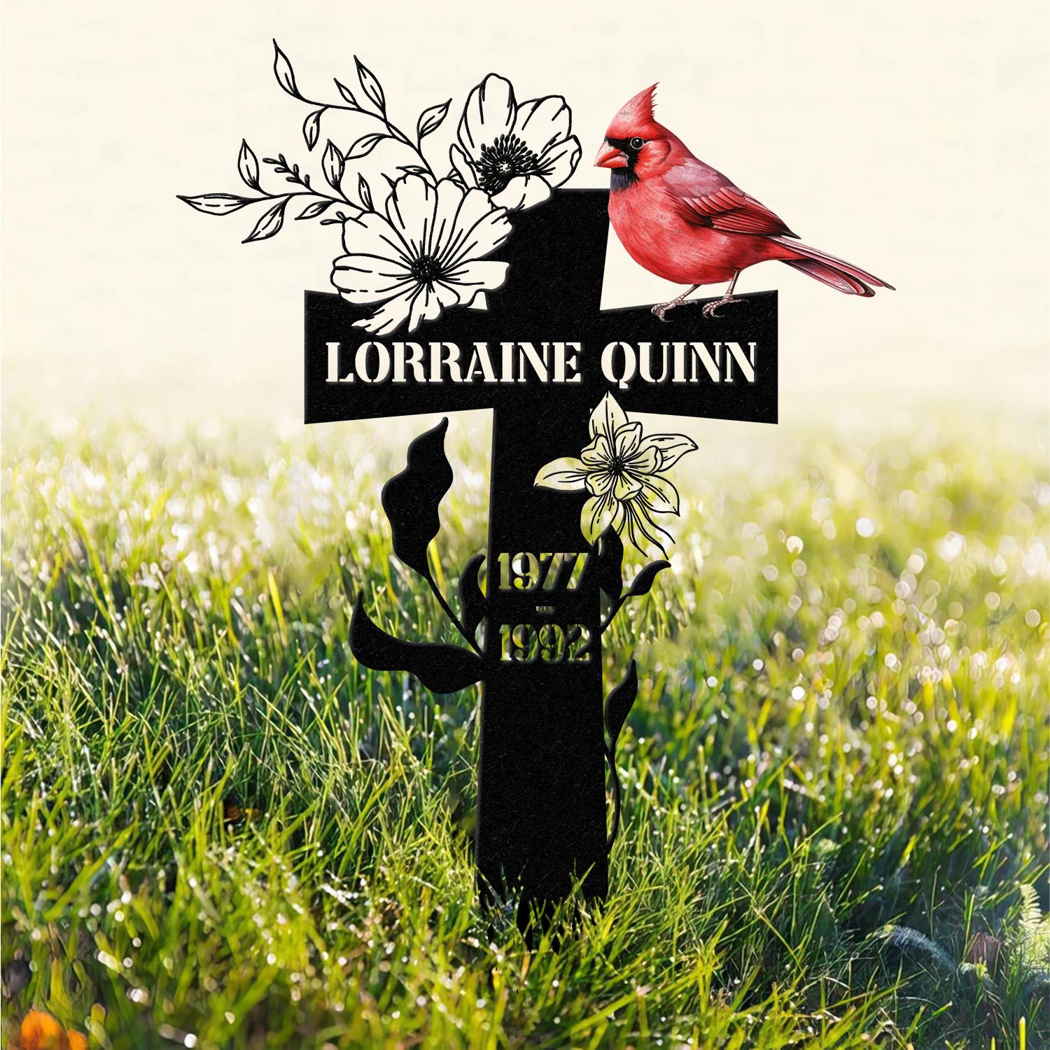Cardinal Memorial Metal Sign, Metal Stake, Personalized Name Yard Sign, Outdoor Door Garden Decor, Metal Sign, Housewarming