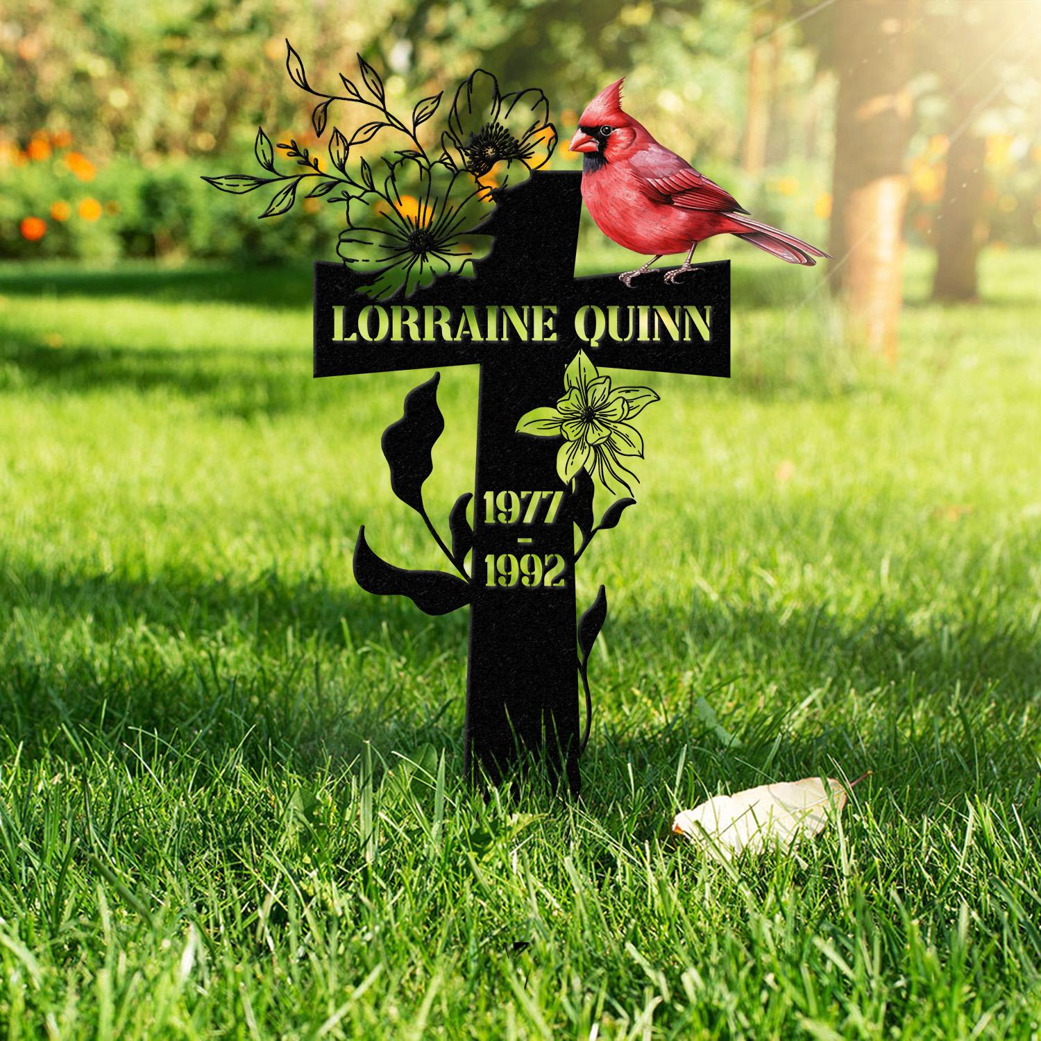 Cardinal Memorial Metal Sign, Metal Stake, Personalized Name Yard Sign, Outdoor Door Garden Decor, Metal Sign, Housewarming