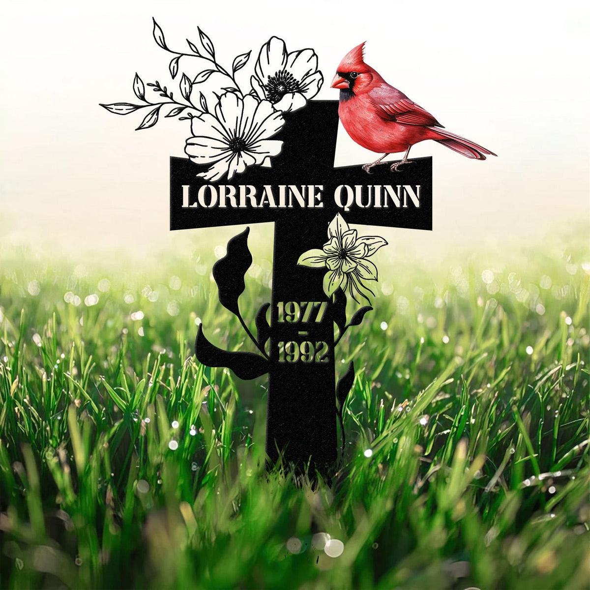 Cardinal Memorial Metal Sign, Metal Stake, Personalized Name Yard Sign, Outdoor Door Garden Decor, Metal Sign, Housewarming