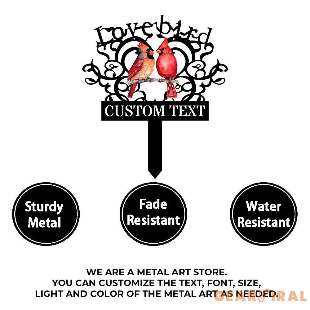 Cardinal Memories Stake Metal Sign Memorial Plaque Buffterfly Grave Marker Personalized Garden Sign Remembrance Stake