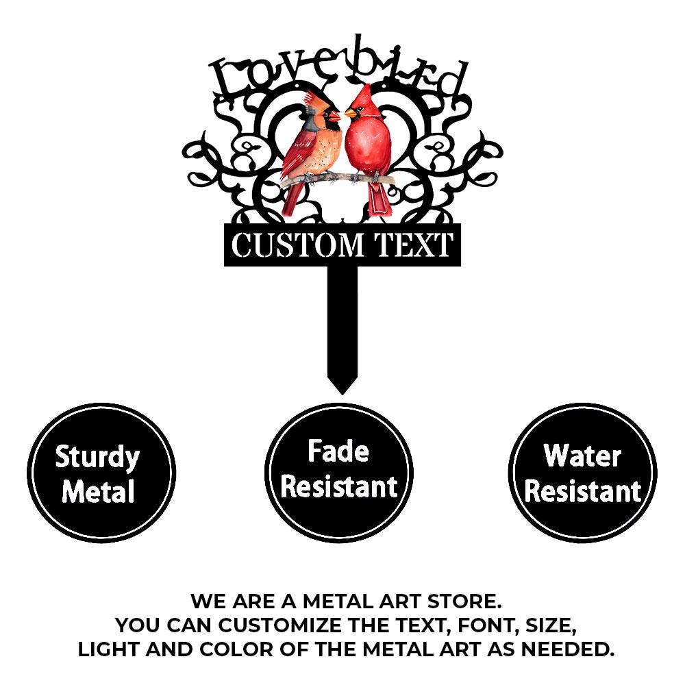 Cardinal Memories Stake Metal Sign, Memorial Plaque, Buffterfly Grave Marker, Personalized Garden Sign,  Remembrance Stake, Sympathy