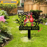 Cardinal Memories Stake Metal Sign, Memorial Plaque, Buffterfly Grave Marker, Personalized Garden Sign,  Remembrance Stake, Sympathy