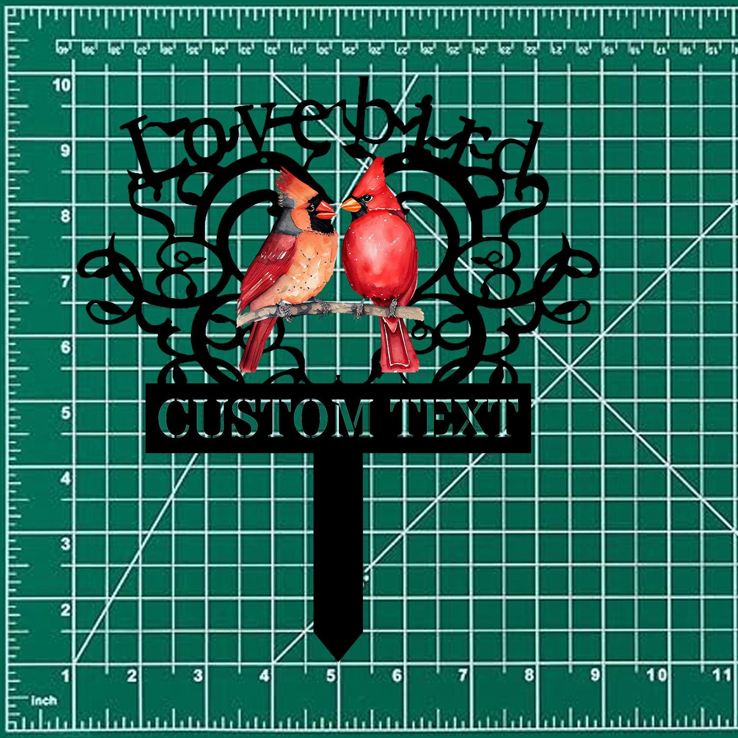 Cardinal Memories Stake Metal Sign, Memorial Plaque, Buffterfly Grave Marker, Personalized Garden Sign,  Remembrance Stake, Sympathy