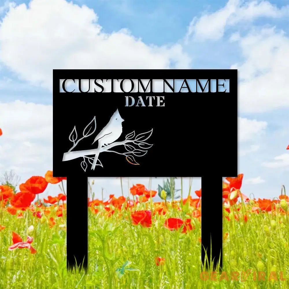 Cardinal Remembering Plaque with Stake Personalized Metal Garden Marker Memorial Metal Sign Sympathy Gift Grave Marker