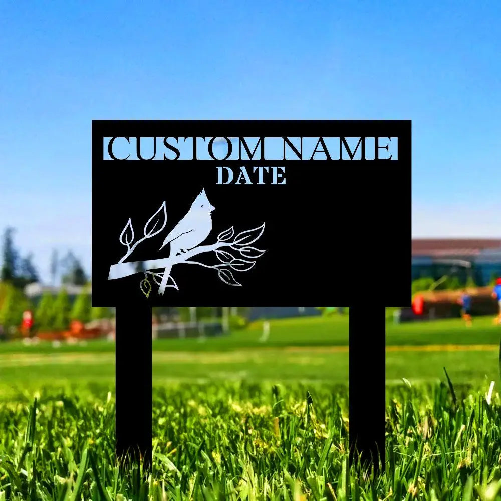 Cardinal Remembering Plaque with Stake Personalized Metal Garden Marker Memorial Metal Sign Sympathy Gift Grave Marker
