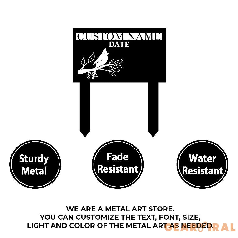 Cardinal Remembering Plaque with Stake Personalized Metal Garden Marker Memorial Metal Sign Sympathy Gift Grave Marker