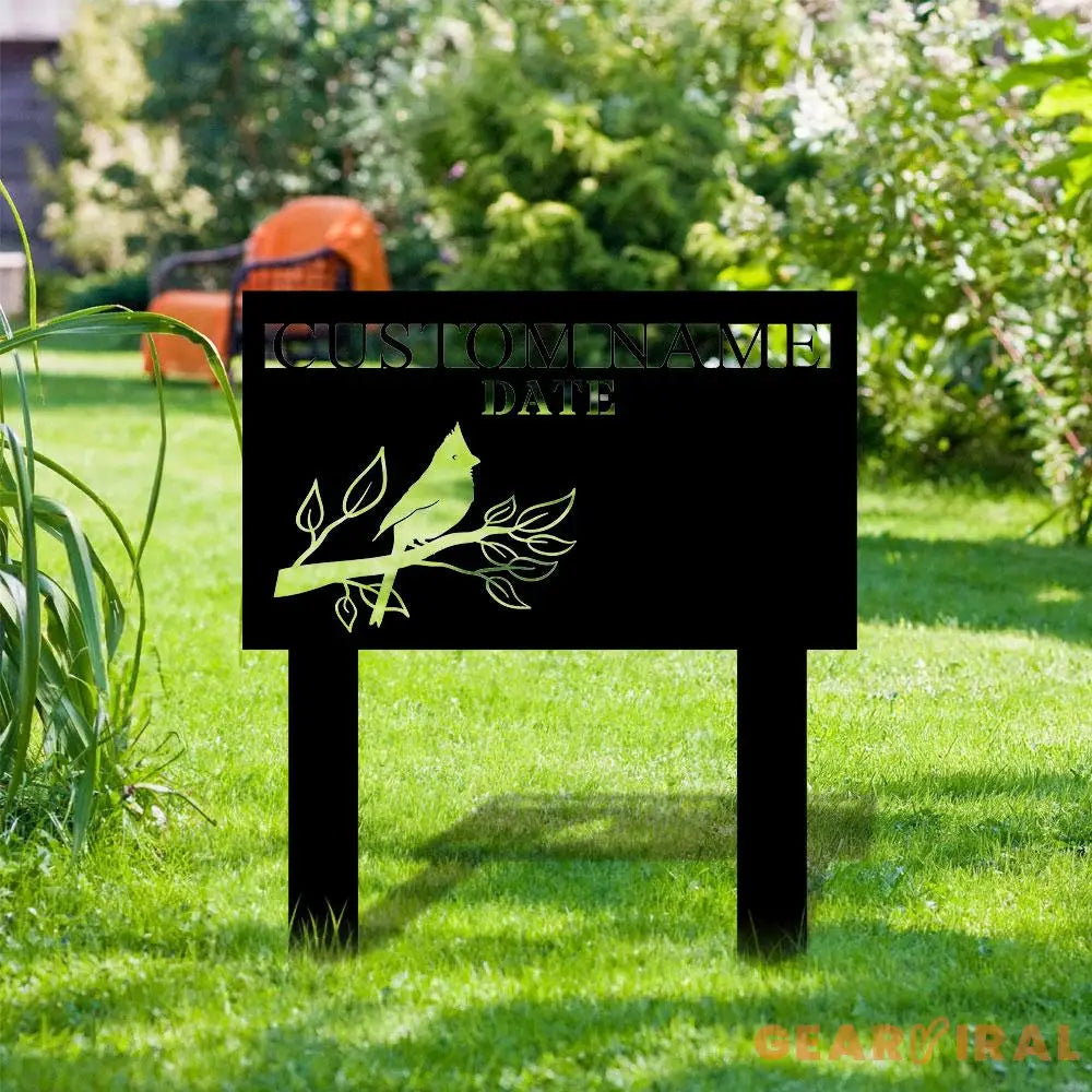 Cardinal Remembering Plaque with Stake Personalized Metal Garden Marker Memorial Metal Sign Sympathy Gift Grave Marker
