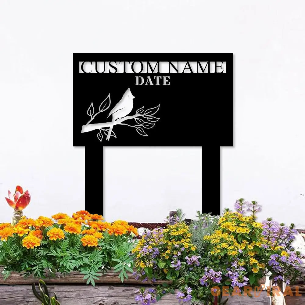 Cardinal Remembering Plaque with Stake Personalized Metal Garden Marker Memorial Metal Sign Sympathy Gift Grave Marker