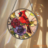 Cardinal Stained Glass Suncatcher – Red Bird Memorial Ornament Remembrance Window Hanging Bird Lover Gift Nature Home