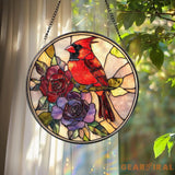 Cardinal Stained Glass Suncatcher – Red Bird Memorial Ornament Remembrance Window Hanging Bird Lover Gift Nature Home
