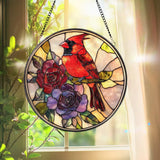 Cardinal Stained Glass Suncatcher – Red Bird Memorial Ornament Remembrance Window Hanging Bird Lover Gift Nature Home