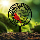 Cardinals Appear When Angels Are Near Metal Stake Custom Cardinal Metal Name Sign Bird Metal Sign Gift For Gardener