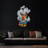 Cartoon Happy Smoking Tiki Mask Artwork Led Neon Sign Light