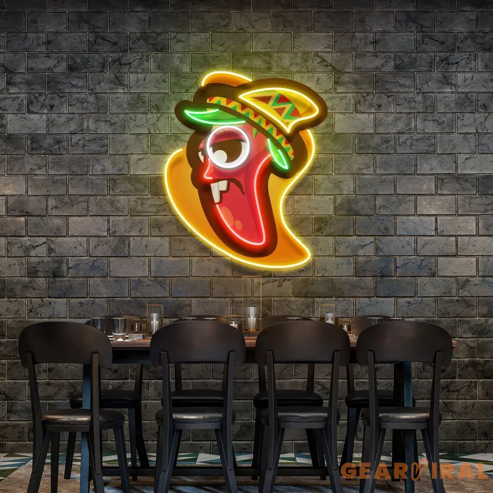 Cartoon Mexican Chili Peppers Artwork Led Neon Sign Light