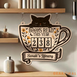 Cat Books Read Tracker, Personalized Books Read This Year, Bookish Decor, Bookshelf Counter, Reader Gift, Birthday Gift for Book Lover