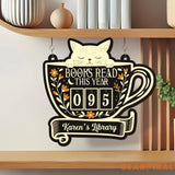 Cat Books Read Tracker, Personalized Books Read This Year, Bookish Decor, Bookshelf Counter, Reader Gift, Birthday Gift for Book Lover