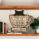 Cat Books Read Tracker, Personalized Books Read This Year, Bookish Decor, Bookshelf Counter, Reader Gift, Birthday Gift for Book Lover