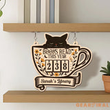 Cat Books Read Tracker, Personalized Books Read This Year, Bookish Decor, Bookshelf Counter, Reader Gift, Birthday Gift for Book Lover
