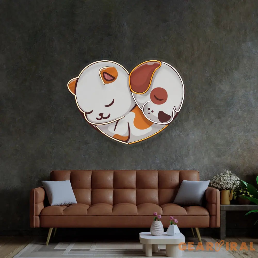 Cat&Dog Friendship LED Neon Sign Light Pop Art