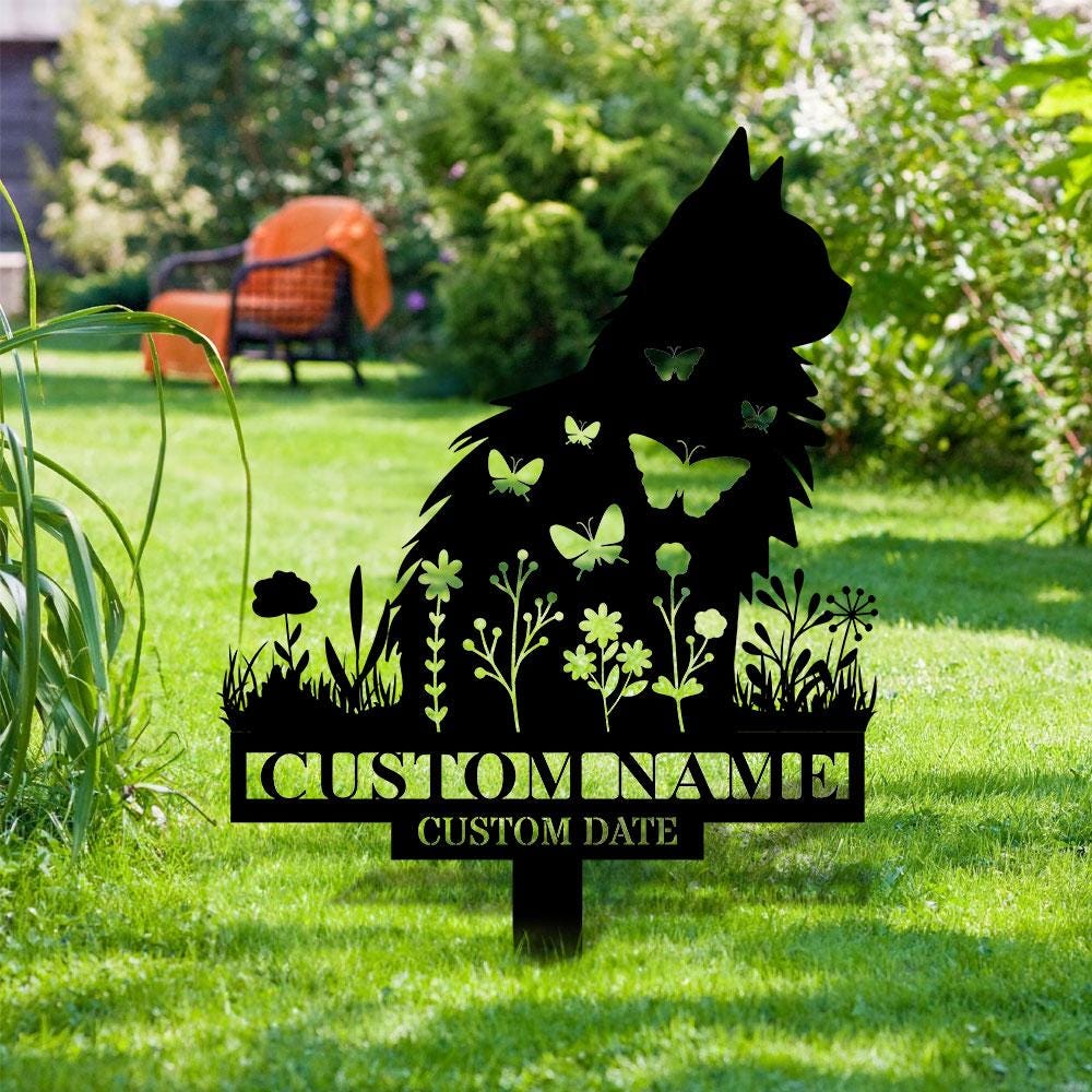 Cat Garden Pet Loss Metal Yard Sign, Memorial Cat Metal Stake, Personalized Cat Garden Sign, Pet Loss Gift, Garden Decor, Remembrance Stake