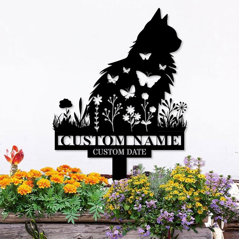 Cat Garden Pet Loss Metal Yard Sign, Memorial Cat Metal Stake, Personalized Cat Garden Sign, Pet Loss Gift, Garden Decor, Remembrance Stake