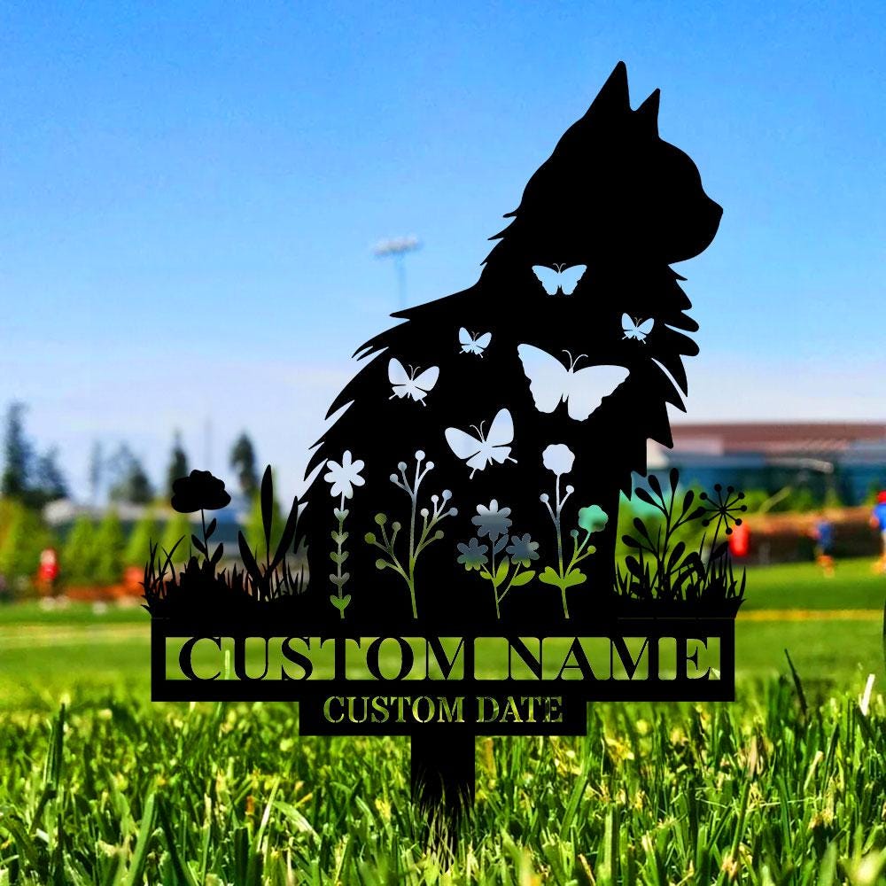 Cat Garden Pet Loss Metal Yard Sign, Memorial Cat Metal Stake, Personalized Cat Garden Sign, Pet Loss Gift, Garden Decor, Remembrance Stake