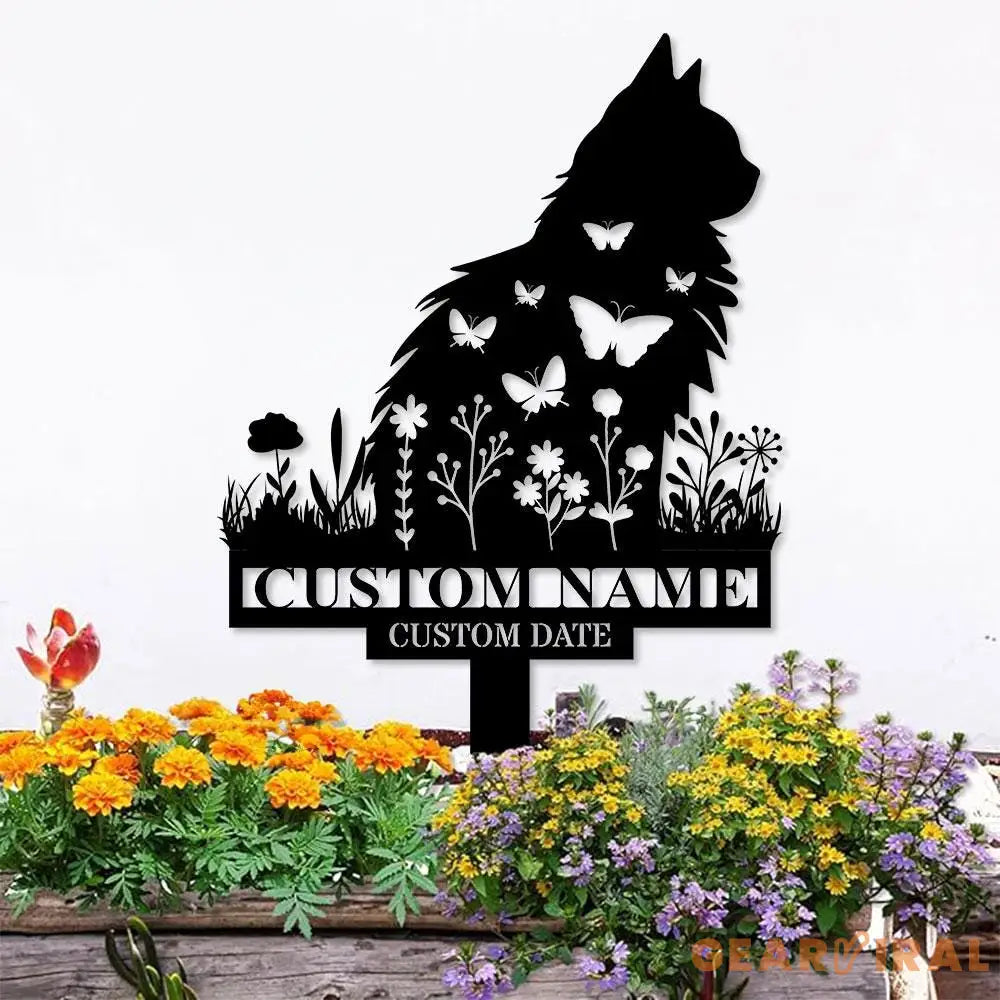 Cat Garden Pet Loss Metal Yard Sign Memorial Cat Metal Stake Personalized Cat Garden Sign Pet Loss Gift Garden Decor