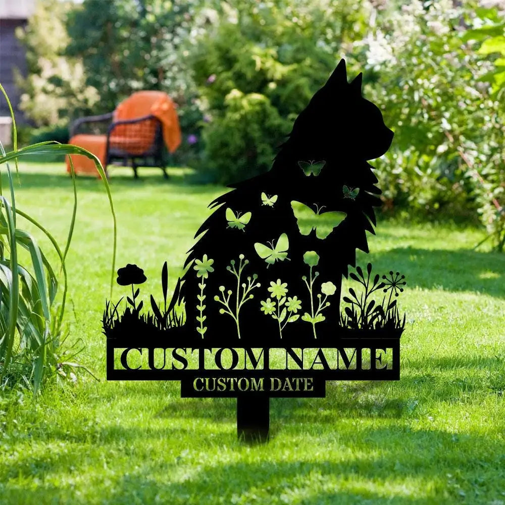 Cat Garden Pet Loss Metal Yard Sign Memorial Cat Metal Stake Personalized Cat Garden Sign Pet Loss Gift Garden Decor