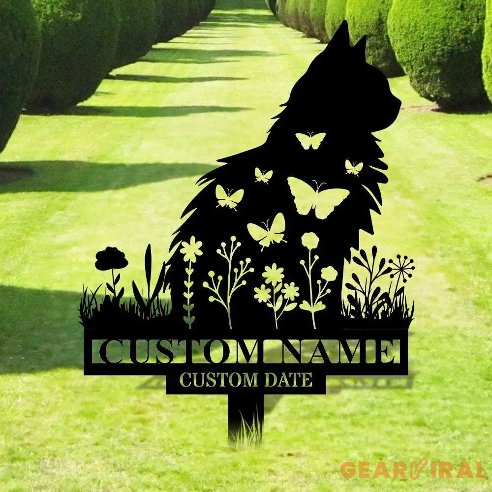 Cat Garden Pet Loss Metal Yard Sign Memorial Cat Metal Stake Personalized Cat Garden Sign Pet Loss Gift Garden Decor