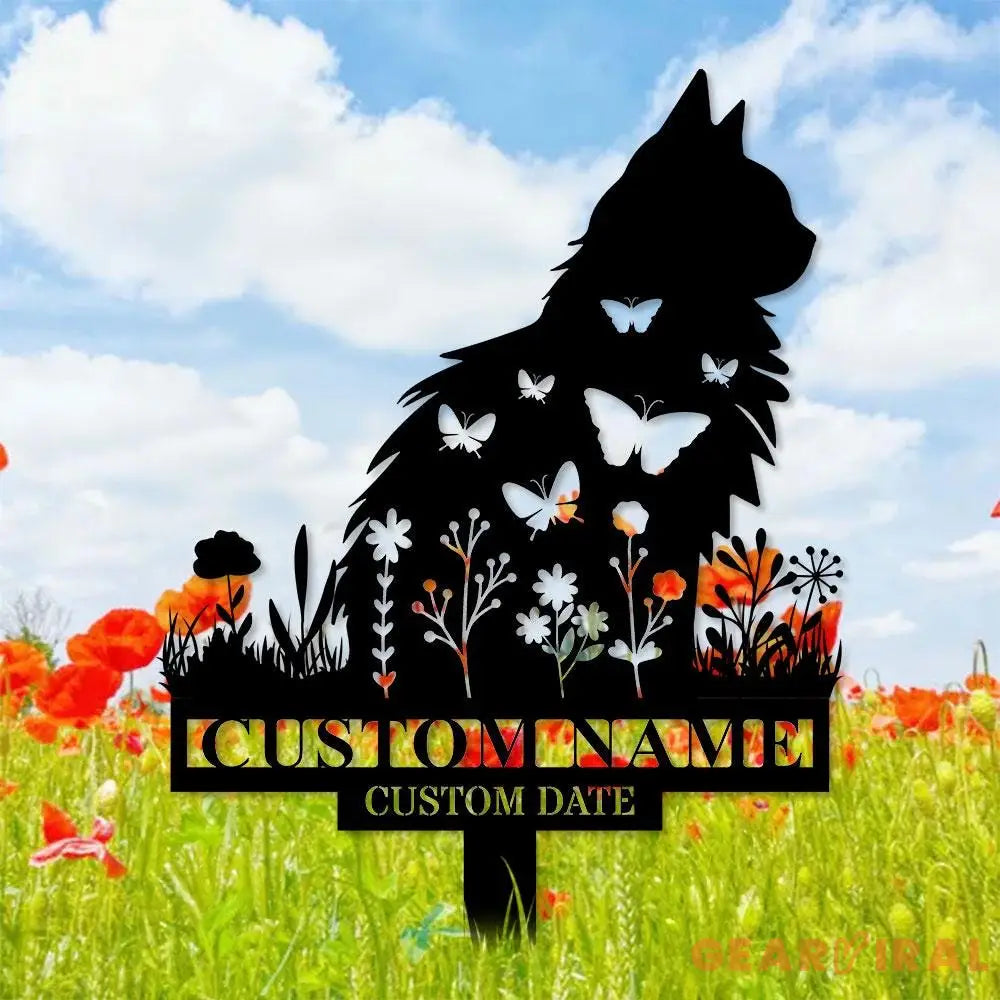 Cat Garden Pet Loss Metal Yard Sign Memorial Cat Metal Stake Personalized Cat Garden Sign Pet Loss Gift Garden Decor