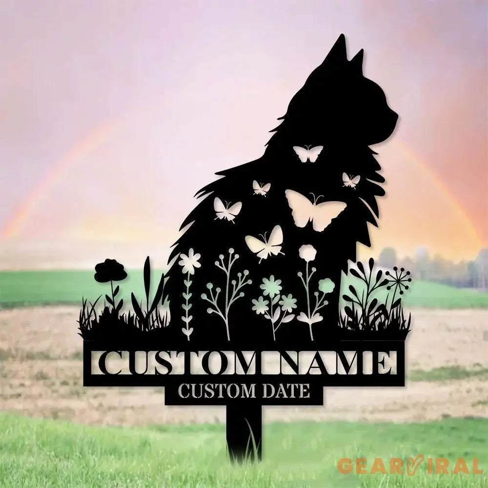 Cat Garden Pet Loss Metal Yard Sign Memorial Cat Metal Stake Personalized Cat Garden Sign Pet Loss Gift Garden Decor