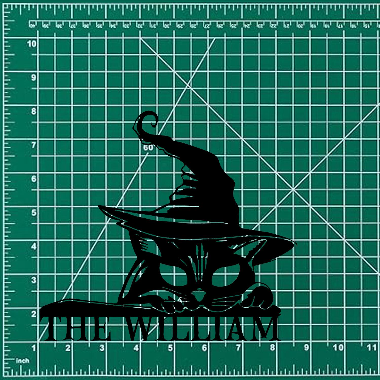 Cat Metal Sign Halloween Black Cat Name Sign, Personalized Split Letter Last Name, Halloween Sign, Outdoor Door Monogram, Halloween Decor