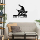 Cat Metal Sign Halloween Black Cat Name Sign, Personalized Split Letter Last Name, Halloween Sign, Outdoor Door Monogram, Halloween Decor