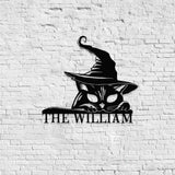 Cat Metal Sign Halloween Black Cat Name Sign, Personalized Split Letter Last Name, Halloween Sign, Outdoor Door Monogram, Halloween Decor