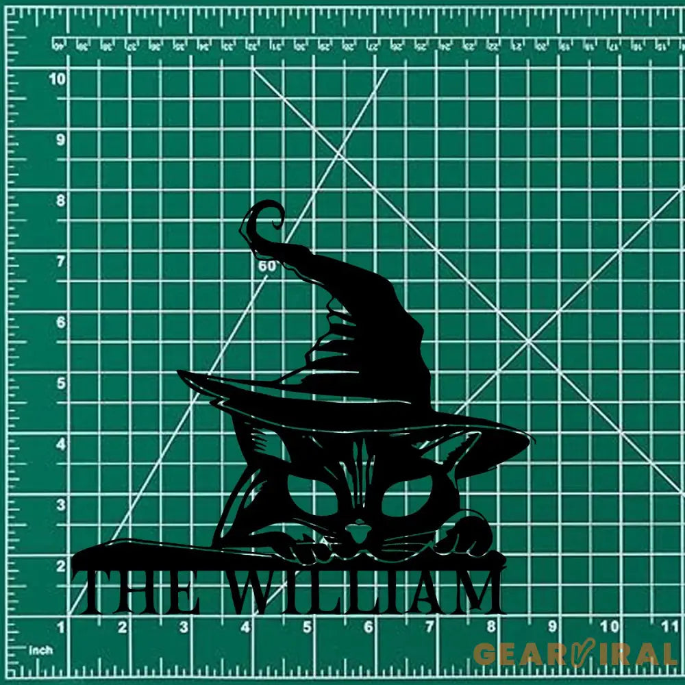 Cat Metal Sign Halloween Black Cat Name Sign Personalized Split Letter Last Name Halloween Sign Outdoor Door Monogram