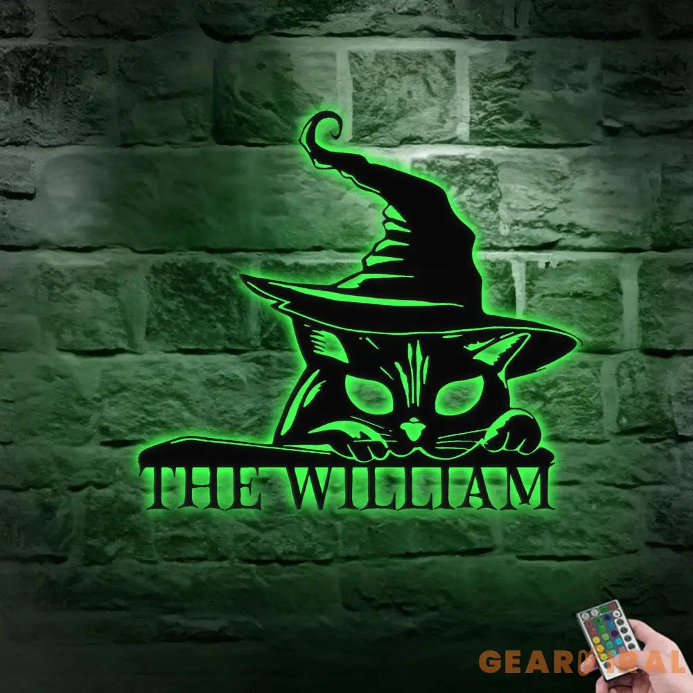 Cat Metal Sign Halloween Black Cat Name Sign Personalized Split Letter Last Name Halloween Sign Outdoor Door Monogram