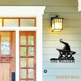 Cat Metal Sign Halloween Black Cat Name Sign Personalized Split Letter Last Name Halloween Sign Outdoor Door Monogram