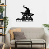 Cat Metal Sign Halloween Black Cat Name Sign Personalized Split Letter Last Name Halloween Sign Outdoor Door Monogram
