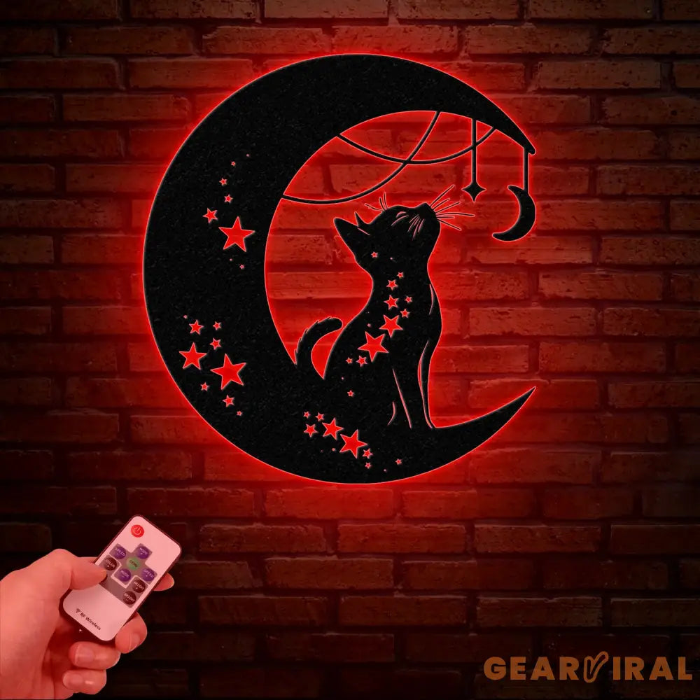 Cat Metal Wall Decor – Moon Cat Metal Wall Art – Black Cat Metal Sign for Home – Cat Lover Wall Decor & Gift for Cat