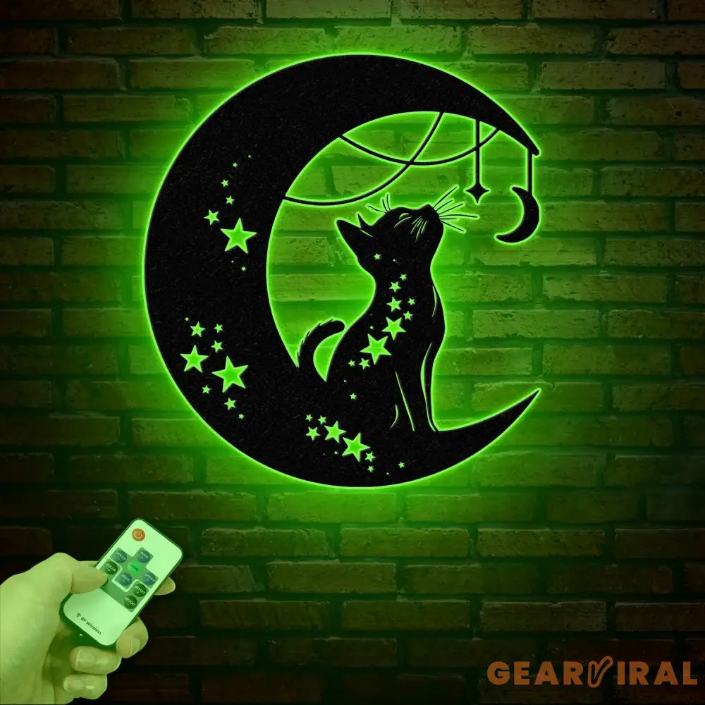 Cat Metal Wall Decor – Moon Cat Metal Wall Art – Black Cat Metal Sign for Home – Cat Lover Wall Decor & Gift for Cat
