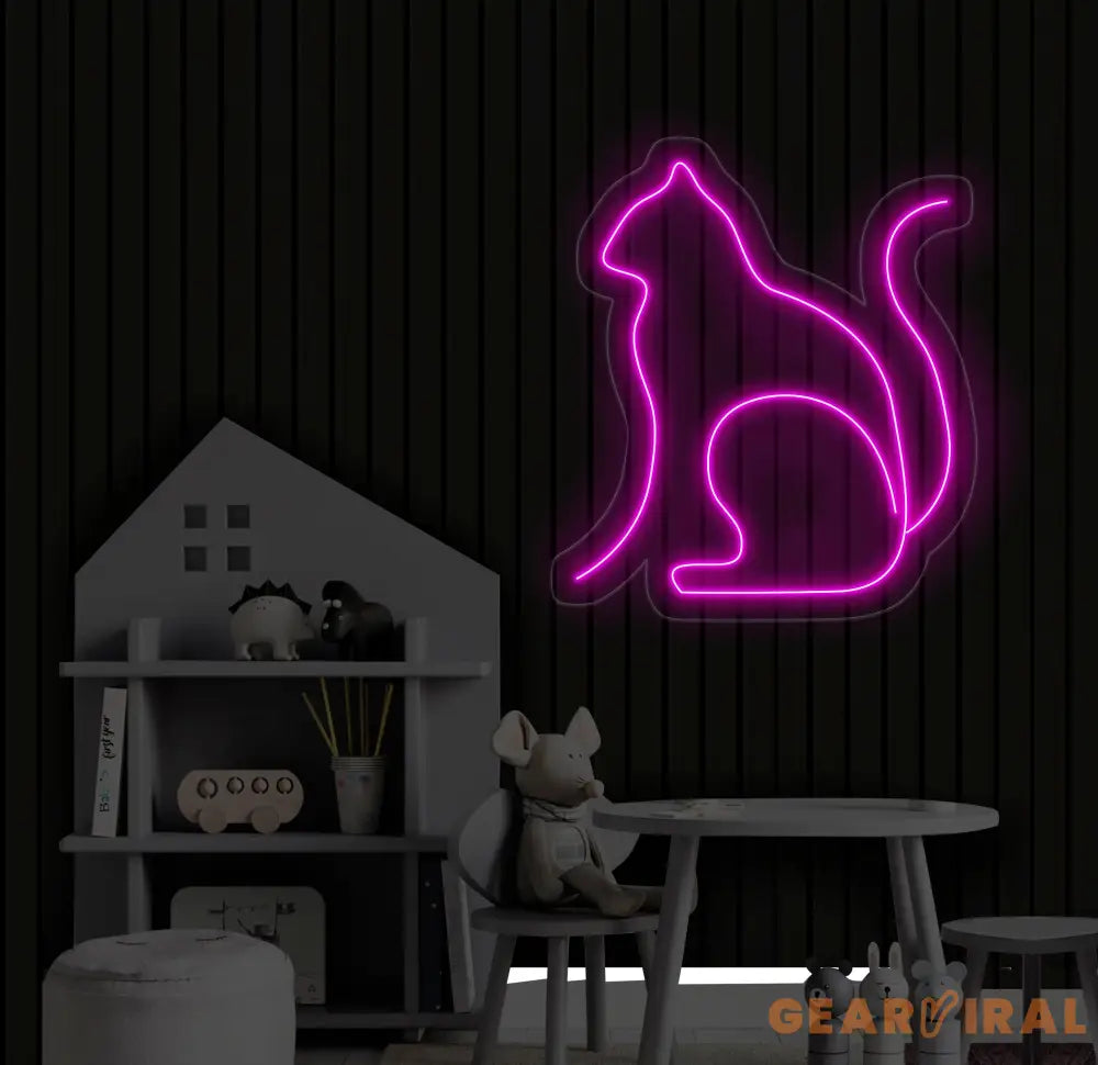 Cat Minimalist Line Neon Sign Cat Led Sign Custom Neon Sign Gift For Kid Cat Shop Light Wall Art Pet Spa Neon Sign Cat