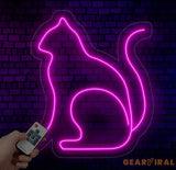 Cat Minimalist Line Neon Sign Cat Led Sign Custom Neon Sign Gift For Kid Cat Shop Light Wall Art Pet Spa Neon Sign Cat