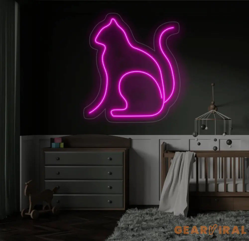 Cat Minimalist Line Neon Sign Cat Led Sign Custom Neon Sign Gift For Kid Cat Shop Light Wall Art Pet Spa Neon Sign Cat