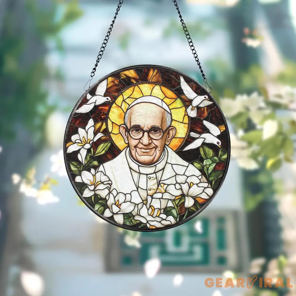 Catholic Pope Leo XIV Glass Suncatcher Religious Window Hanging Christian Church Decor Holy Gift for Priest Catholic