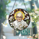 Catholic Pope Leo XIV Glass Suncatcher Religious Window Hanging Christian Church Decor Holy Gift for Priest Catholic